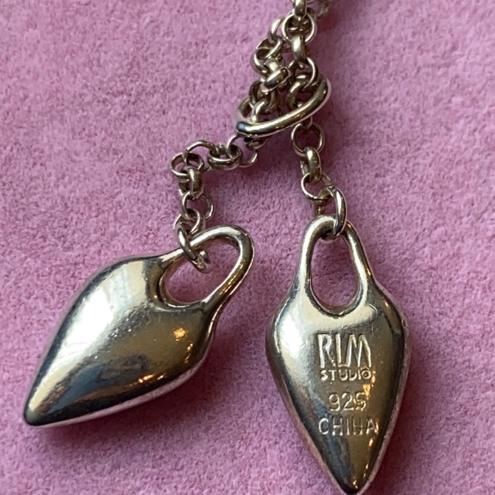 ⚡️4/$20 EUC RIM Studio .925 silver ❤️❤️ heart 18” necklace